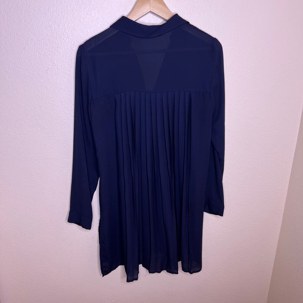 Zara Basic Collection Navy Sheer Long Sleeve Back… - image 7